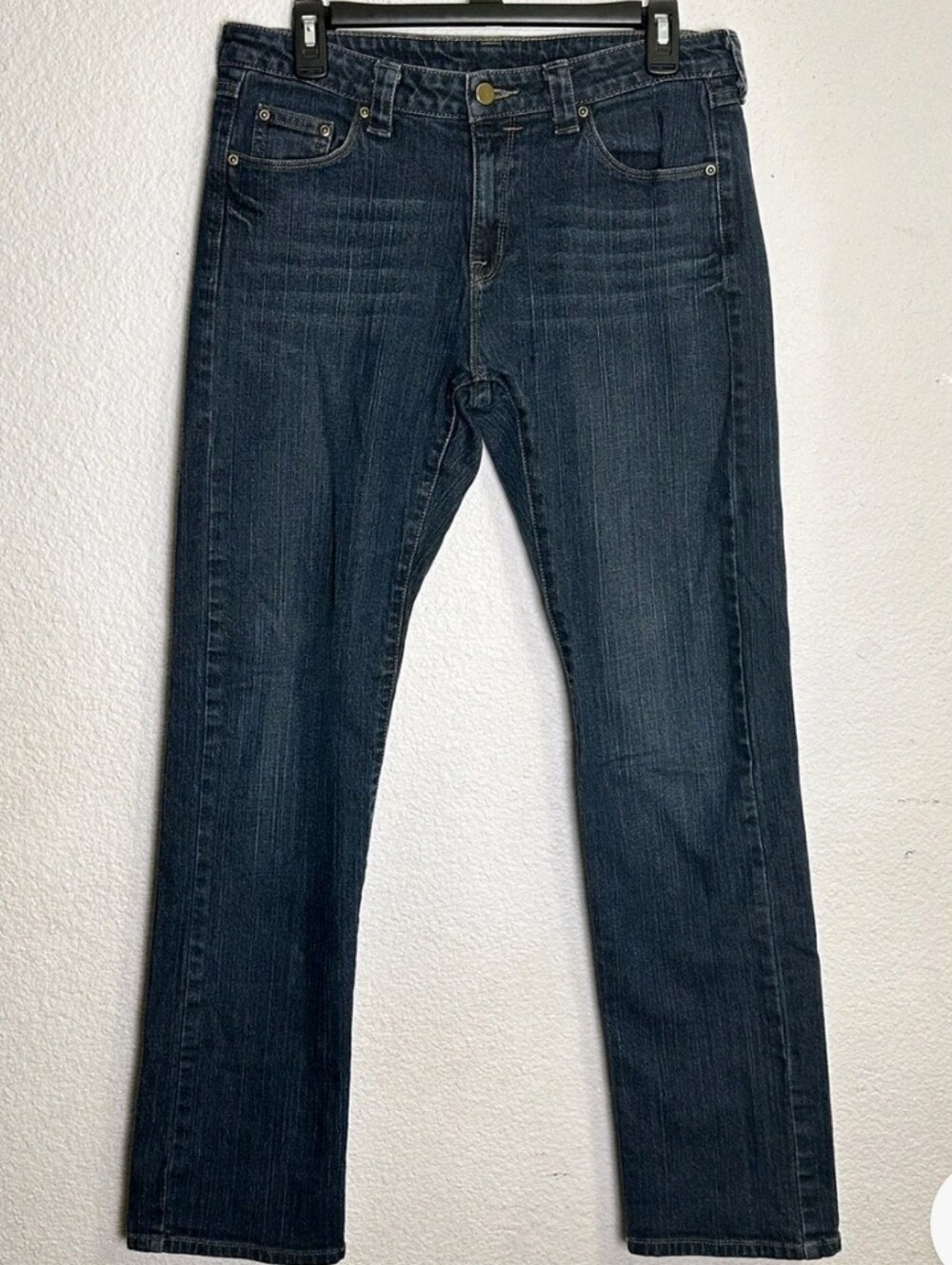 Garnet Hill Dark Indigo Straight-Leg Women's Jeans Size 12P 5-pocket